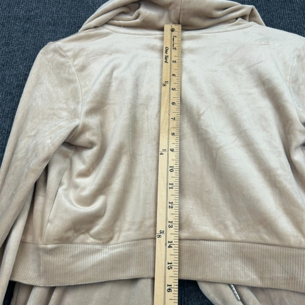 bebe Beige Velour Tracksuit Zip Up Hoodie Rhinestone 'bebe' Spell Out - Medium - Picture 11 of 16